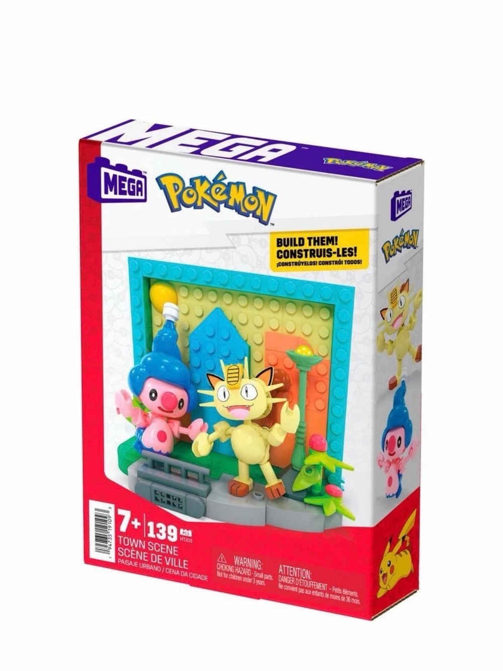 Pokémon Town Scene Building Set with Blue and Yellow Figures